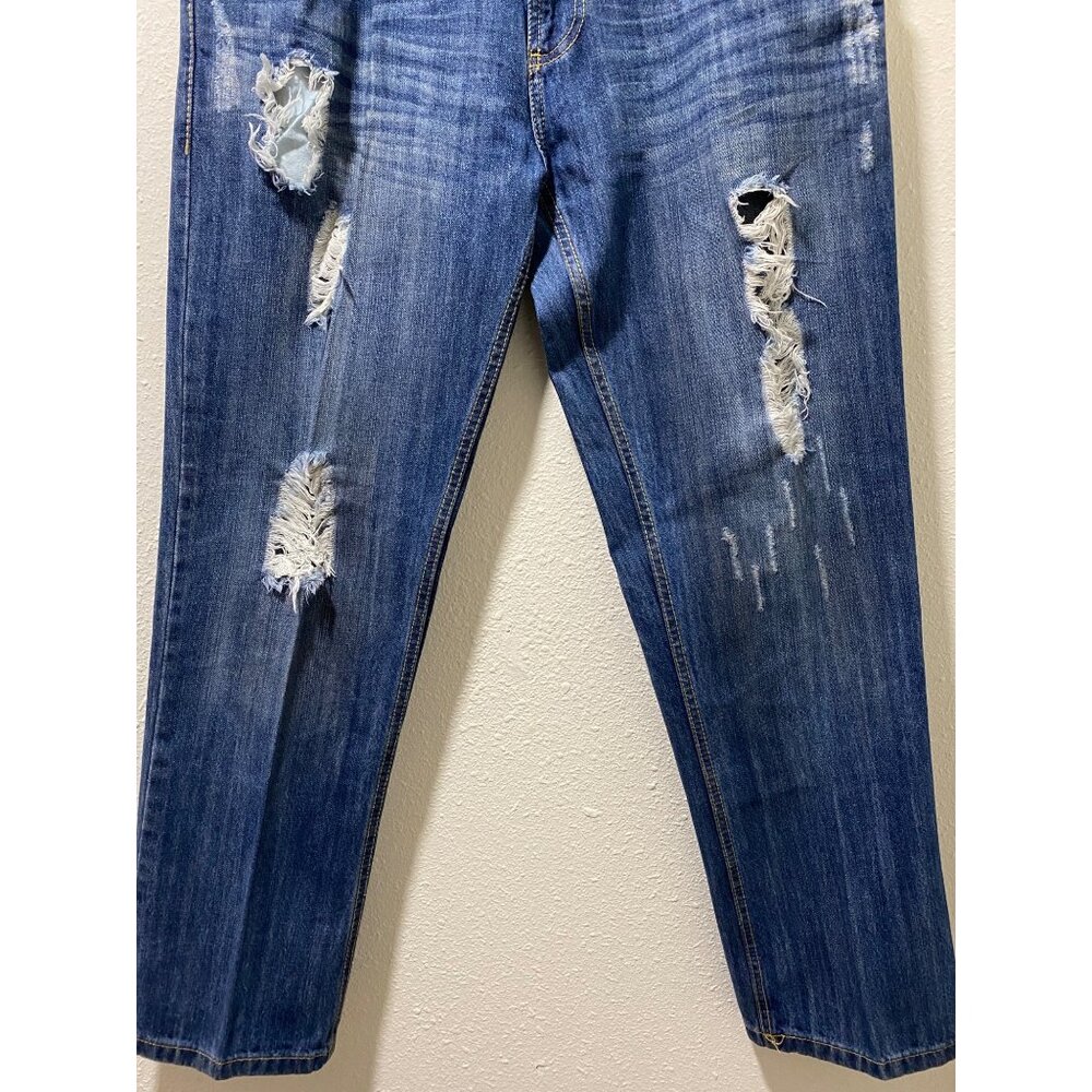 Carbon Black Distressed Jeans Mens 34x30 Blue Ripped Destroyed Denim 100% Cotton - Picture 4 of 15